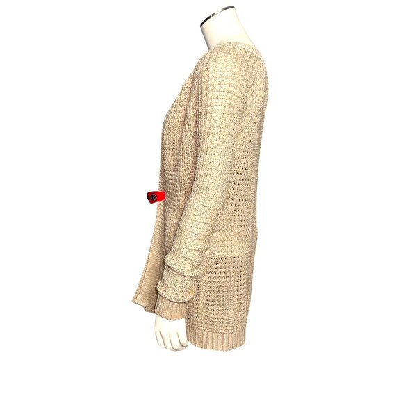 Ashley Premium Open Front Cotton Knit Cardigan In Beige With Pockets Lightweight - Picture 4 of 8